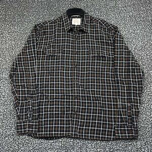 Lucky Brand Button Up Shirt Men XXL Blue Brown Plaid Flannel Cotton Long Sleeve